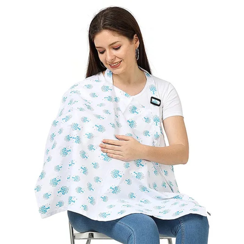 Lulamom Feeding Nursing Cover with Adjustable Strap for Breastfeeding-Sky Blue