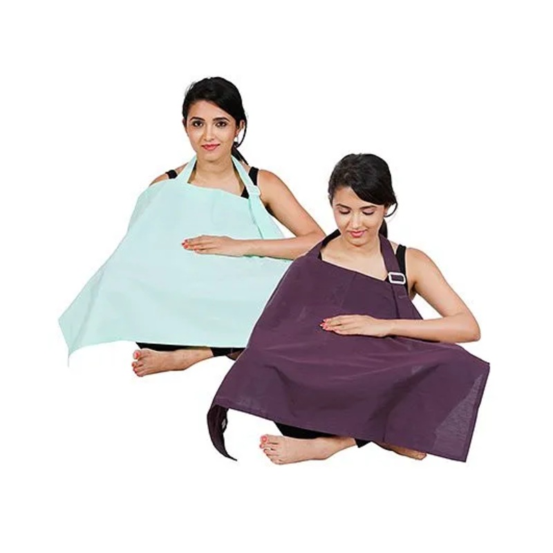 Lulamom Full Coverage Extra Wide Nursing Covers Pack of 2 – Light Sea Green Purple