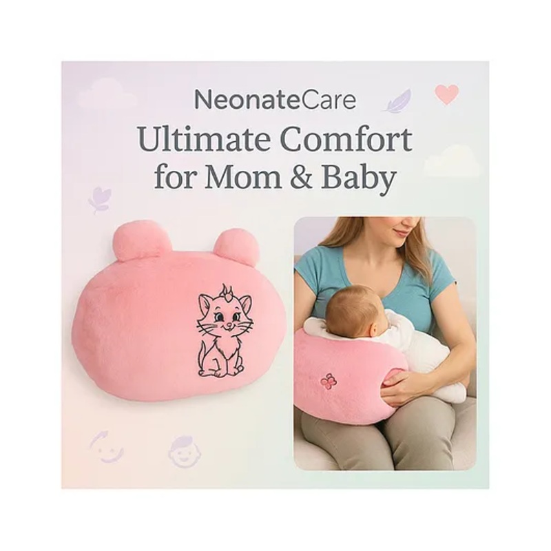 NeonateCare Nursing Arm Pillow, Breastfeeding and Bottle Feeding Head Support Pillow, Travel-Friendly and Washable (Pink arm pillow)