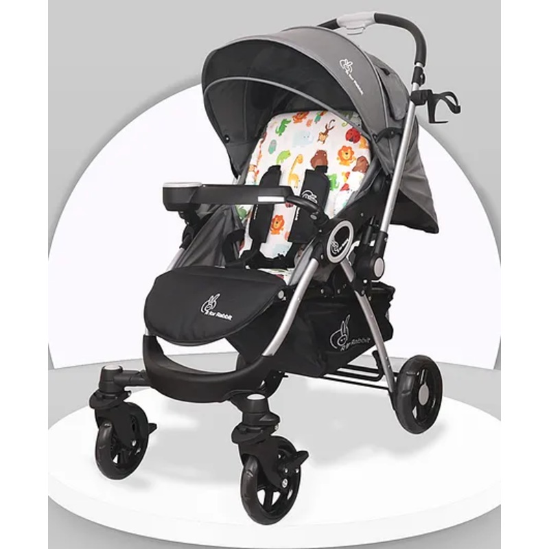 R for Rabbit Chocolate Ride Stylish Baby Stroller and Pram for Baby, Kids, Infants, Newborn, Boys & Girls of 6 Months to 3 Years (Grey Safari)