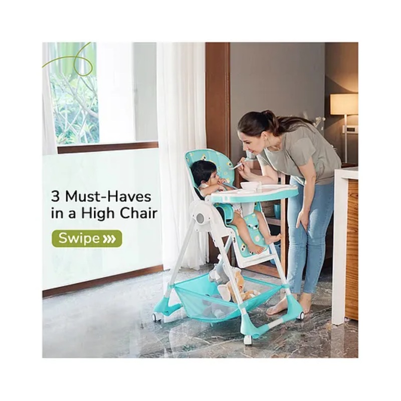 R for Rabbit Marshmallow High Chair For Baby, Position High Chair With 7 Level Height And 3-Recline Modes With Adjustable Footrest, 6 Months To 5 Years (Green)