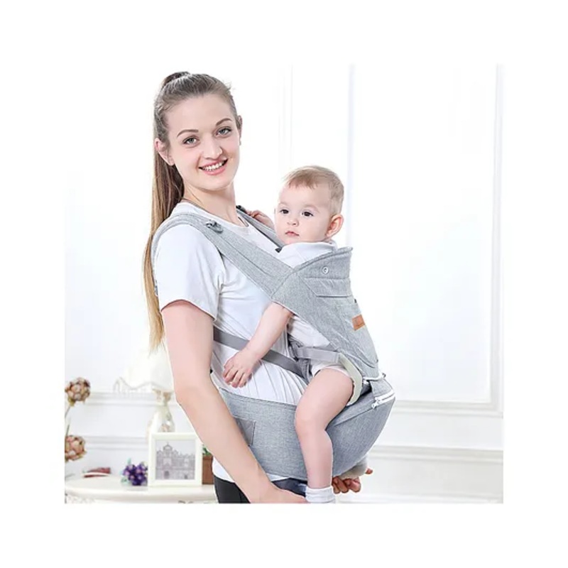 R for Rabbit Upsy Daisy Ergo Baby Carrier for New Born | 8 in 1 Hip Seat Front and Back Carry Position Adjustable Straps Kangaroo Bags for 4 to 36 Months Kids Upto 15 Kg (Light Grey)