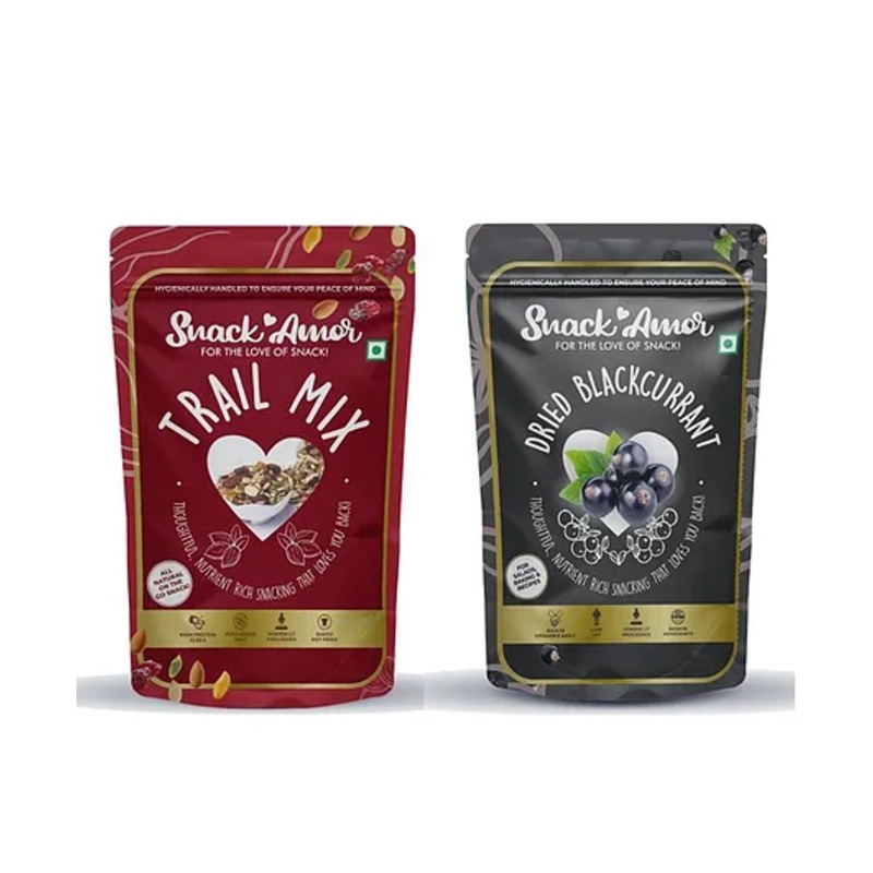 SnackAmor Combo Pack of Premium International Dried Blackcurrant and Trail Mix – 325 gm