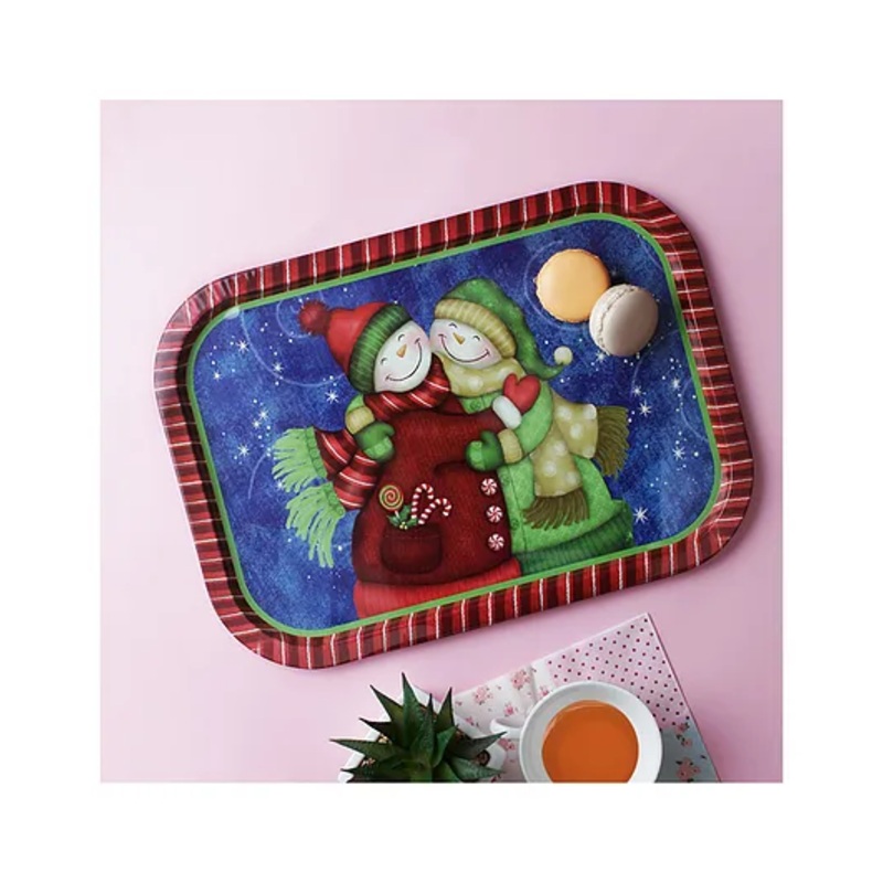 A Vintage Affair Santa and Snowman Tray – Multicolor