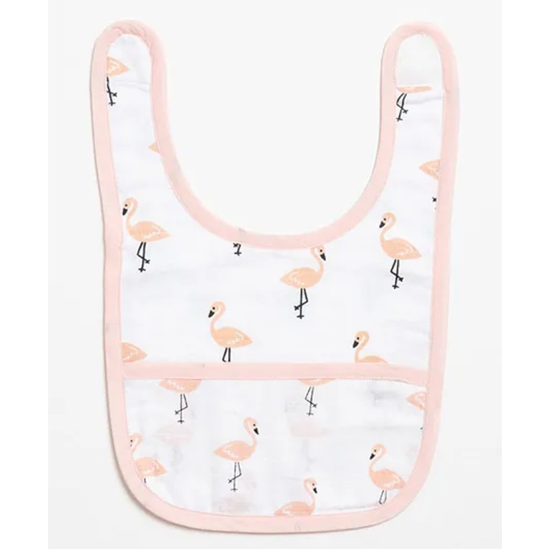 Aariro Organic Cotton Classic Muslin Bib Tropical Flamingo
