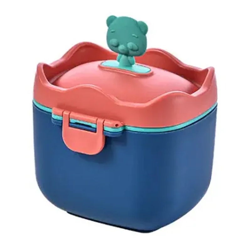 Adore Pro 3D Teddy Junior Milk Powder Container with Leveler and Scoop – Blue & Red