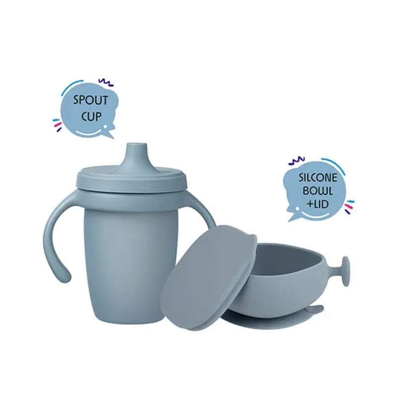 B.Box Silicone Feeding Bowl & Cup – Baby Weaning Feeding Set (6 Months+) – Pink