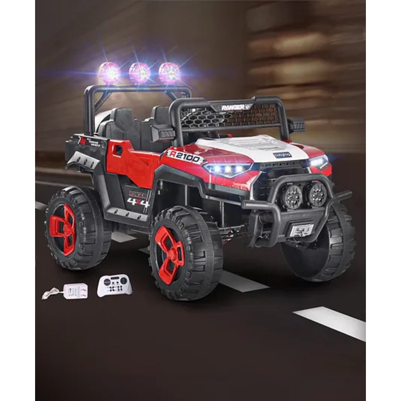 Babyhug RANGER 4X4 Battery Operated Ride On Jeep with Music & LED Lights – Red