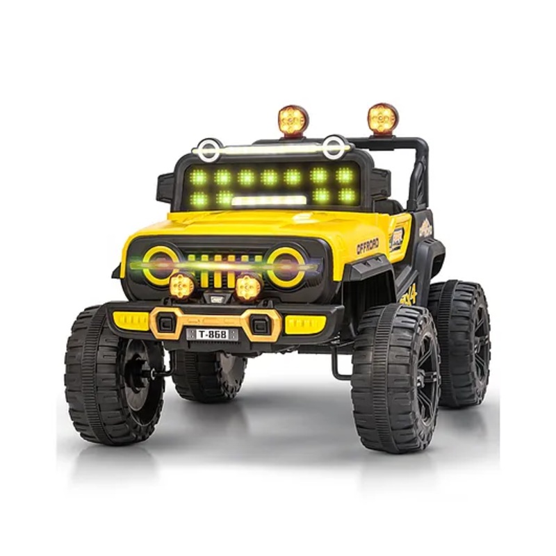 Baybee Blitz Battery Operated Jeep for Kids with RGB Windshield Light, USB, Bluetooth & Music | Baby Big Ride on Battery Car | Electric Jeep Car for Kids (Yellow)
