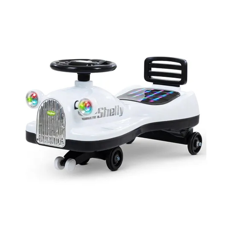 Baybee Trio Kids Magic Swing Cars for Kids, Twister Ride on Toy Kids Car with Scratch Free PP Wheels, Music & Led Lights | Push Ride on Baby Car | Magic Car for Kids (White)