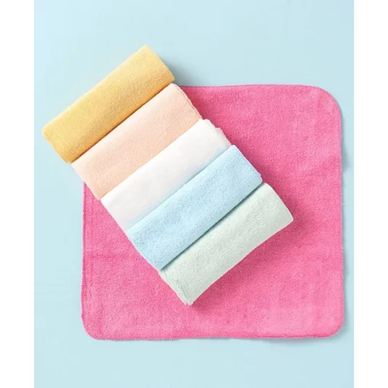 Ben Benny Terry Knit Wash cloth Solid Colour Pack of 6 L 26 x B 26 cm – Pink Light Blue & Yellow