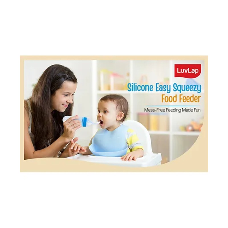 LuvLap Silicone Easy Squeezy Baby Food Feeder, 4M+, 90ml, (Blue)