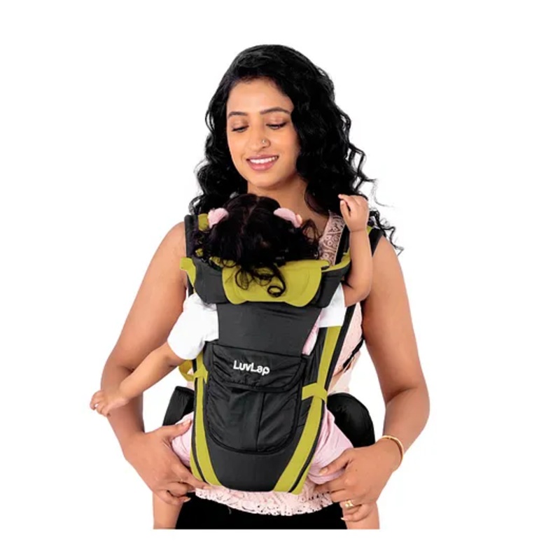 LuvLap Toddler Elegant Baby Carrier With 4 Carry Positions, For 4 To 24 Months Baby, Max Weight Up To 15 Kgs (Black & Green)