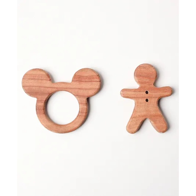 OpaToys Natural Wooden Neem Teethers – Mickey Mouse and Human For 0 to 24 Months Babies (2 Pieces)