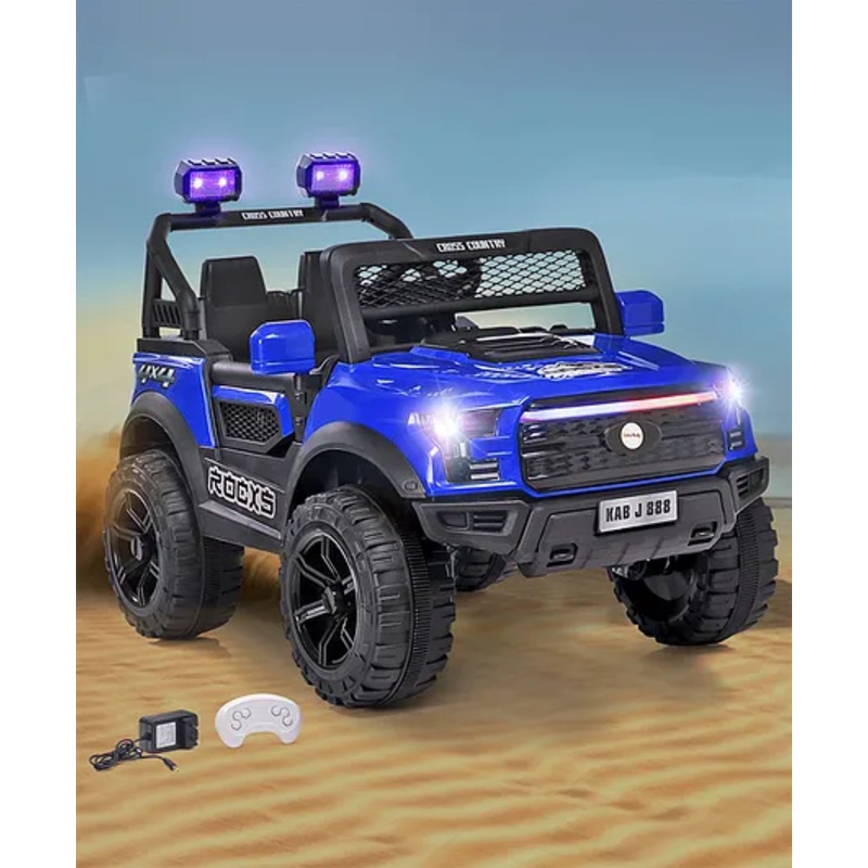 ROCXY 4×4 Battery Operated Ride On Jeep with Music & LED Lights – Blue