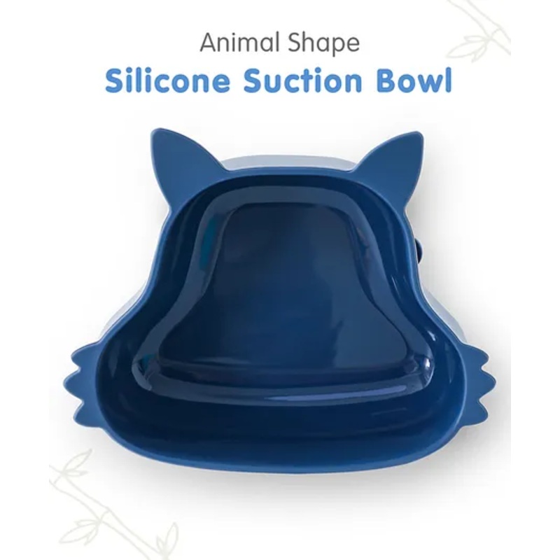 Silicone Bowl With Suction Base Feeding Bowl Fox Shape – Blue