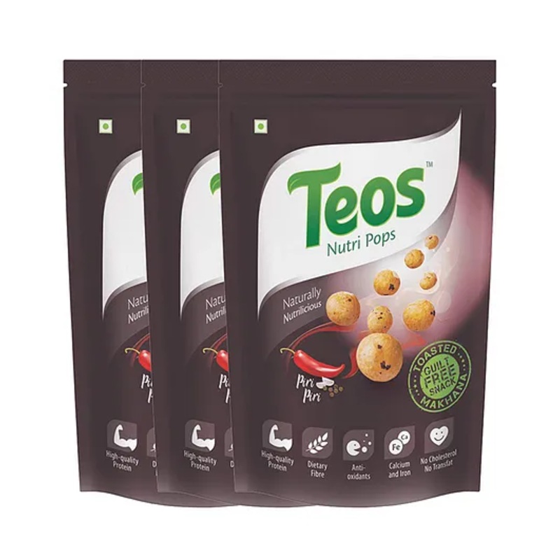 Teos Nutri Pops Roasted Makhana Piri Piri Pack of 3 – 195 g