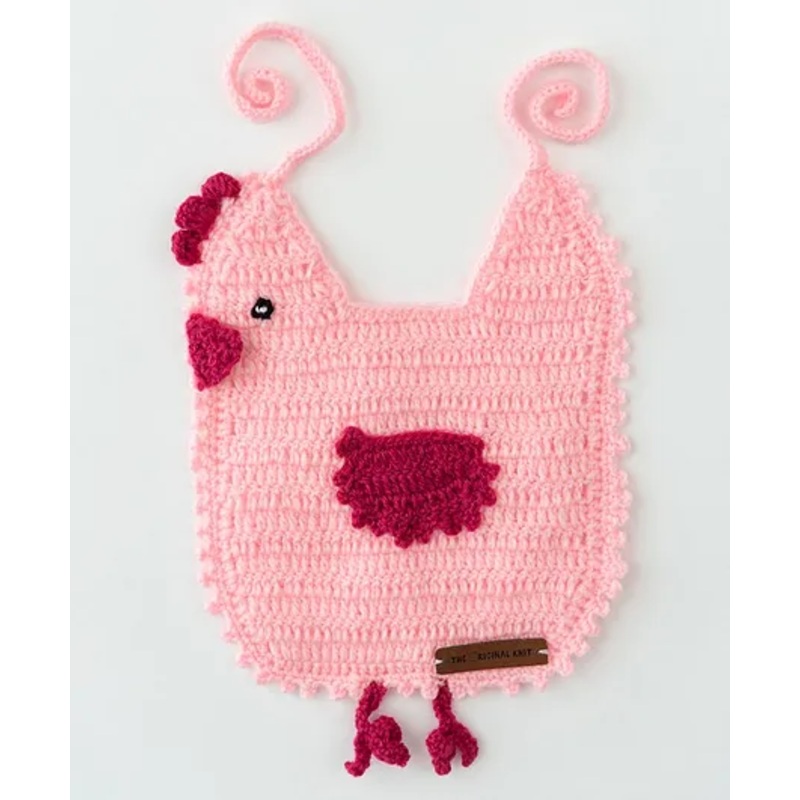The Original Knit Chicken Design Bib – Pink