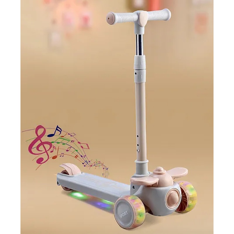 3 Wheel Kick Scooter | 3 Level Adjustable Handle| Foldable Design| Sport Gift| Physical Activity| Wide Deck| Lean-to-Steer – White