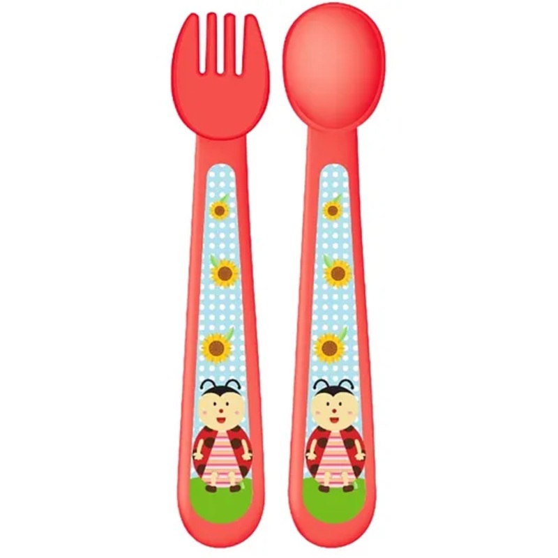 Adore Spoozy Baby Spoon & Fork Set- Red (Pack of 2)
