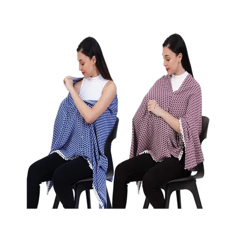 AGUILA Multi Purpose Feeding Shawl Pack Of 2 – Skye Blue,Maroon