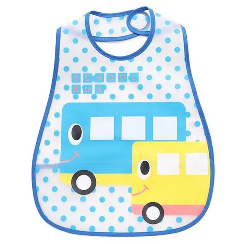 Babyhug Bib Plastic Waterproof School Bus Print (Color May Vary)
