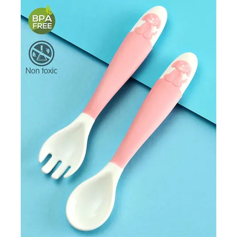 Babyhug Flexible Spoon & Fork Set – Pink
