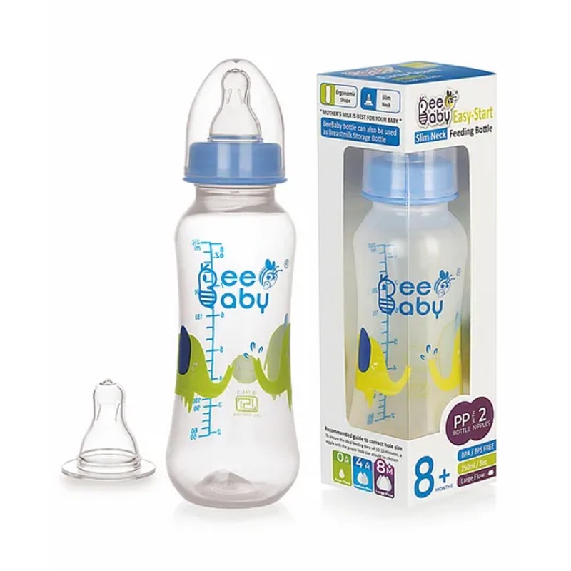 Beebaby Easy Start Slim Neck Anti Colic Feeding Bottle Blue – 250 ml