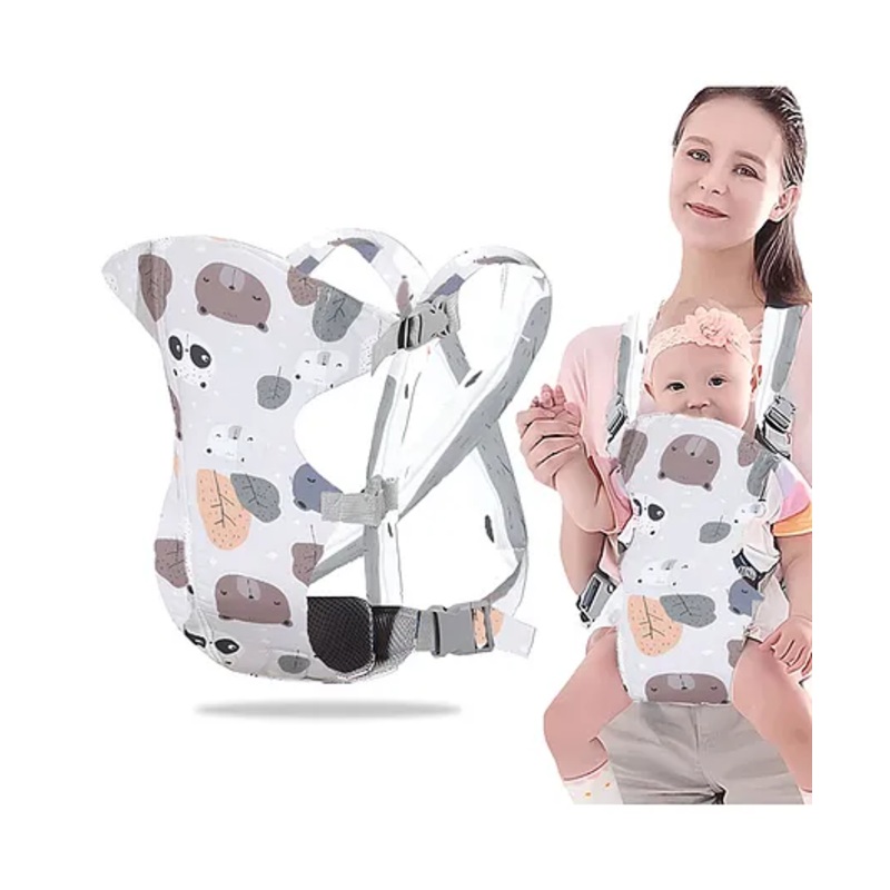 Bembika Baby Carrier Newborn to Toddler with Hip Seat Bear Pattern – Brown