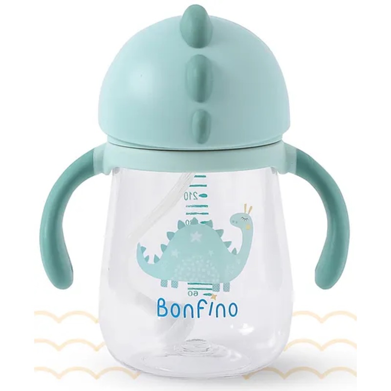 Bonfino Straw Sipper with Twin Handle Pink – 240 ml| Weighted Straw| BPA Free| Spill Resistant| School ans Travel| Measuring Scale| Easyto Hold| Easy ro Clean & Maintain| Hygienic Flip Cover