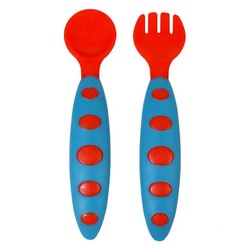 BOXOT IMPEX Ultra Soft Baby Spoon Set for Baby Feeding Non Toxic BPA Free Baby Training Feeding Spoon & Fork Set Easy Grip Handle  (Color may vary)