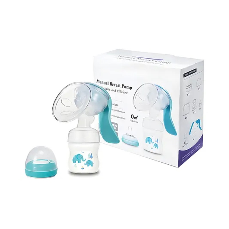 Cozy Vibes  Soft Silicone Cushions Manual Breast Pump with 120 ml Feeding Bottles Bpa Free Baby Breast Milk Pump-Pack of 1-Color May Vary kid’s