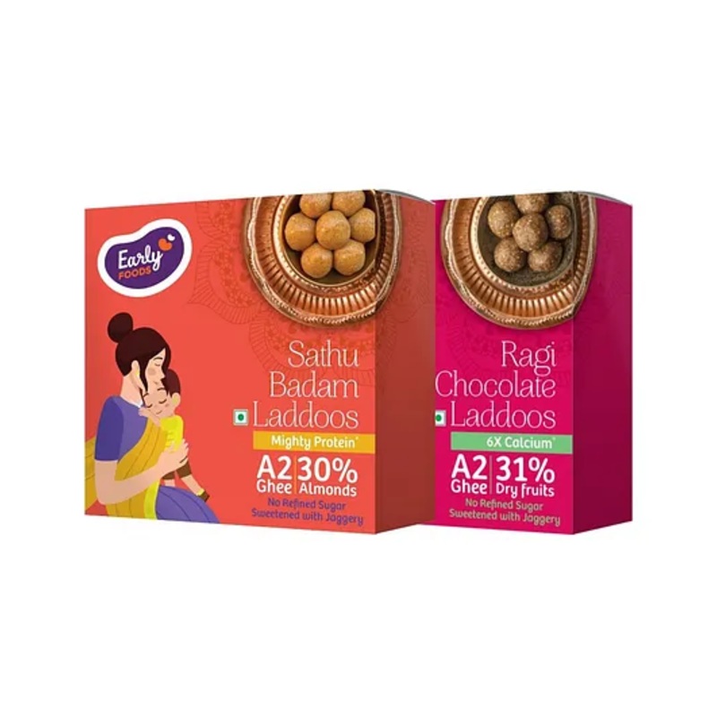 Early Foods Sathu Badam & Ragi Chocolate Laddoos Pack of 2, 250g Each