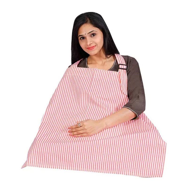 Lulamom Striped Nursing Cover with Adjustable Strap – Pink