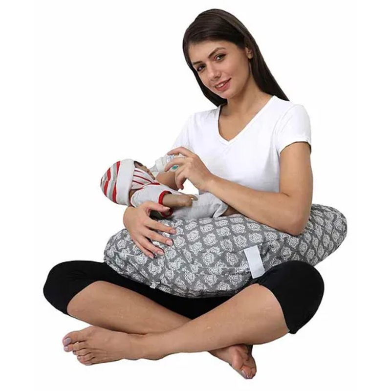 Nene Multifunction Nursing Flower Printed Pillow – Grey