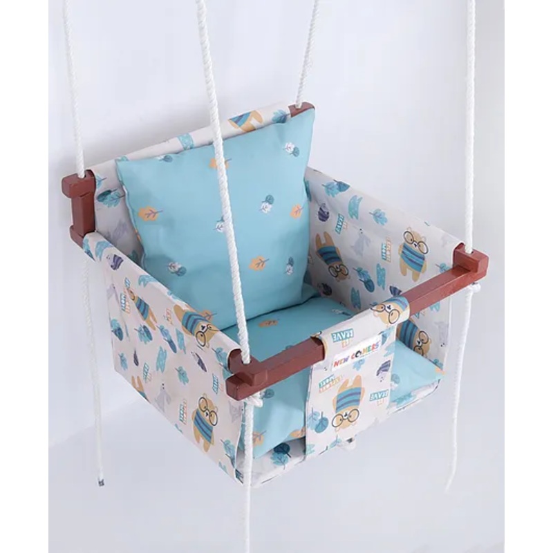 New Comers Garden Swing for Kids with 2 Pillows Checks Print – Orange White