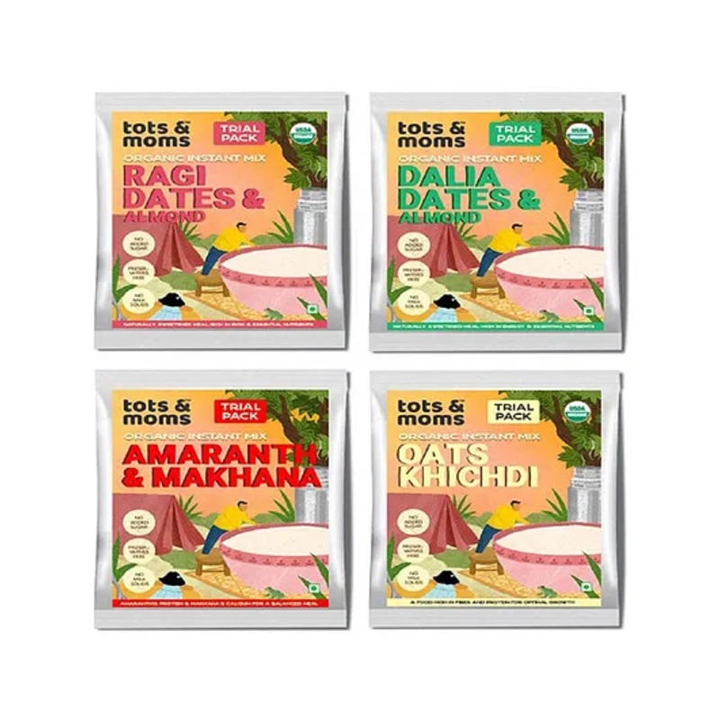 Organic Tots & Moms Instant Baby Food Mixes – Ragi, Oats, Amaranth 50g Each (6-18M)