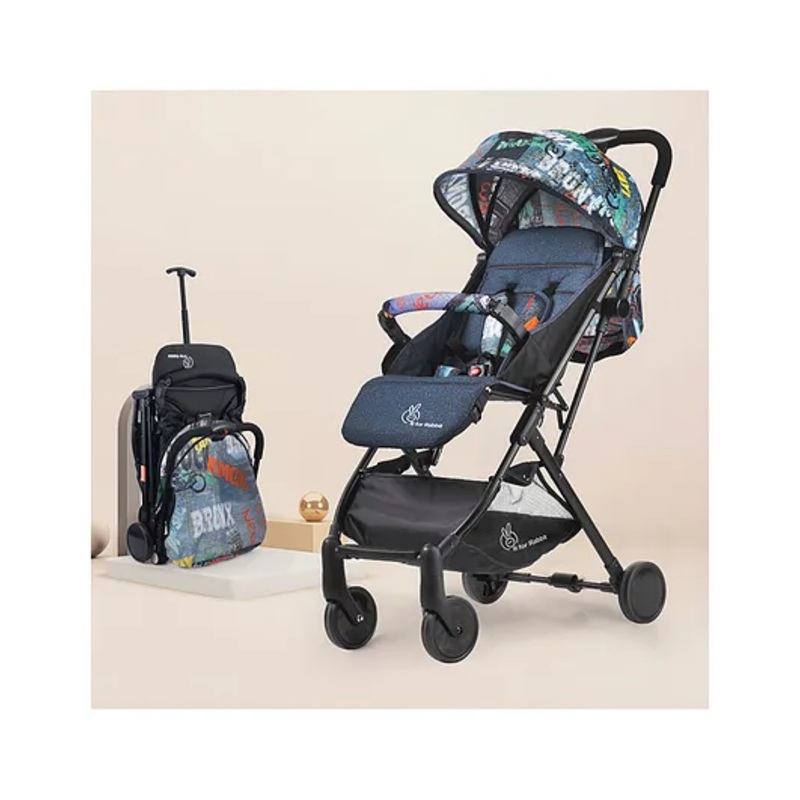 R for Rabbit Pocket Stroller Lite Stroller for Kids | Portable Travel Friendly Pre Installed Baby Trolley Pram for Newborn Boys & Girls of Age 0-3 Years (Grey)