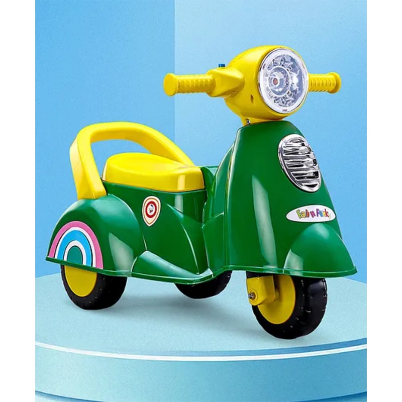 Speedy Manual Push Ride On Scooter with Under Seat Storage LED Light & Music – Green