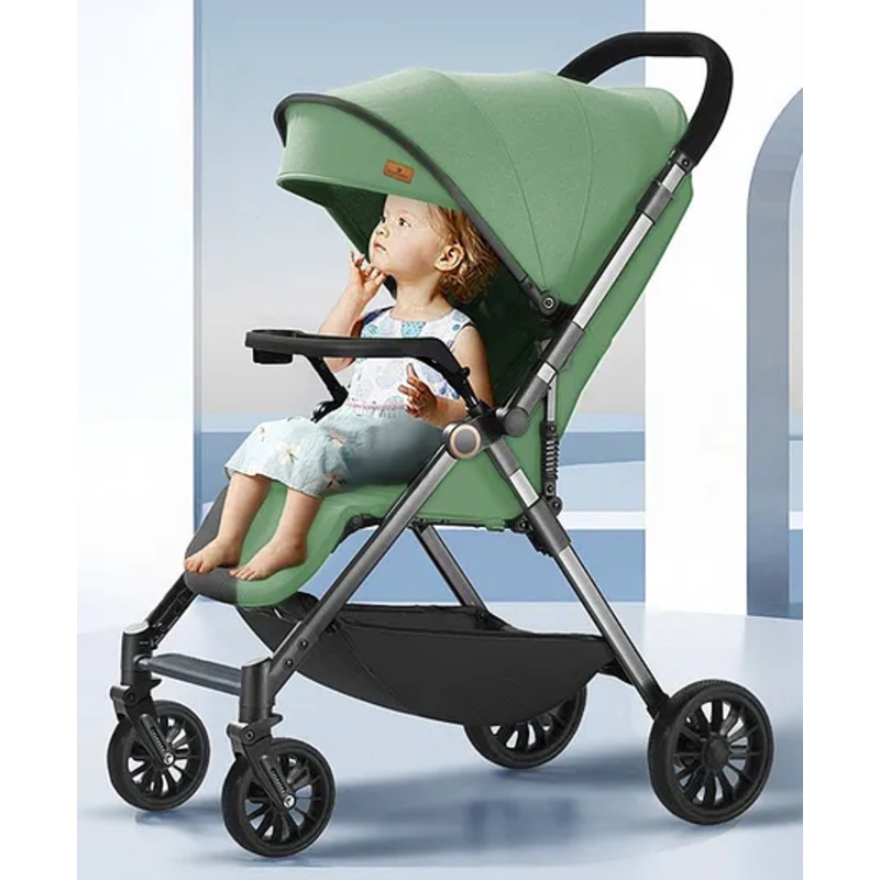 StarAndDaisy Stroller for Baby Foldable Baby Stroller Light Weight with Multi-Level Seat Recline, 5 Point Safety Belt, Pram for Kids- Light Green