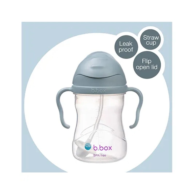 b.box Weighted Straw Cup Sipper for Babies 240 ml- Drink at Any Angle – Blue