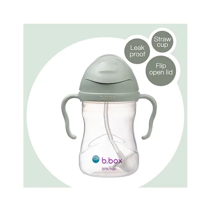 b.box Weighted Straw Cup Sipper for Babies 240 ml- Drink at Any Angle – Green