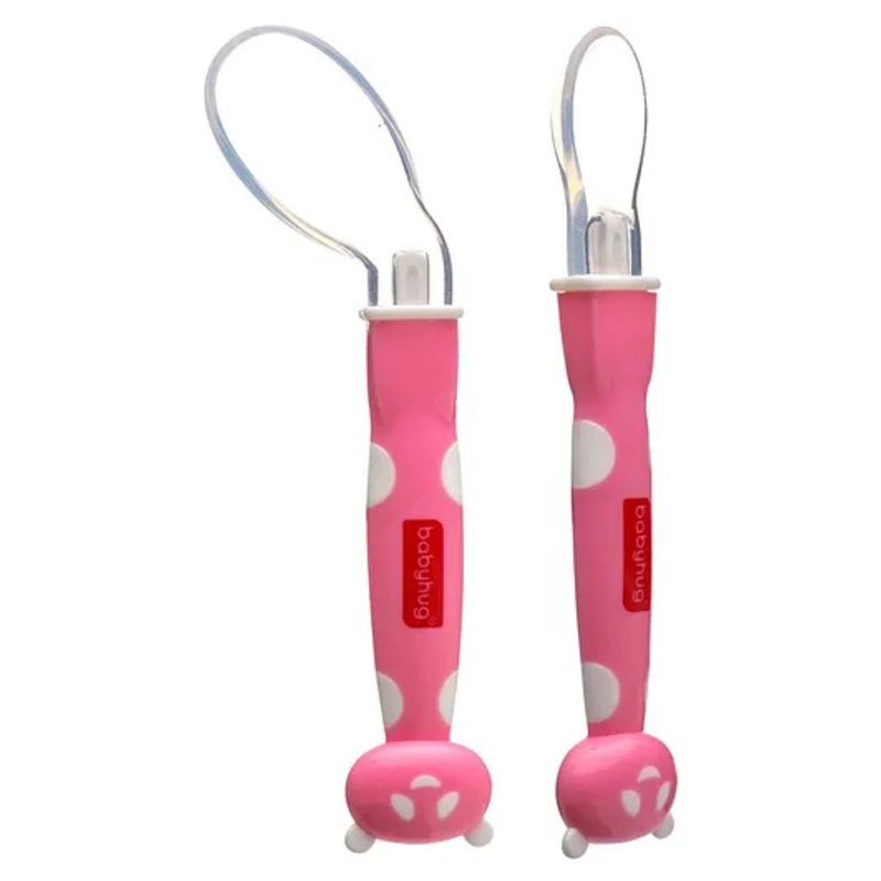 Babyhug Feeding Silicone Spoon Panda Face Pack of 2 -Pink