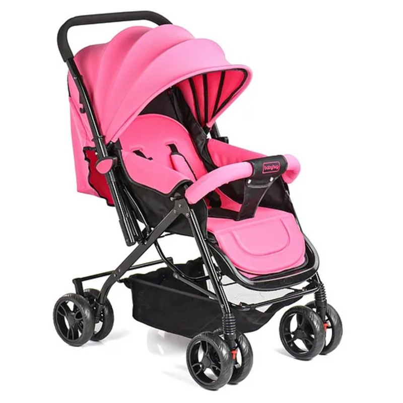 Babyhug Symphony Stroller With Reverisble Handle & Mosquito Net – Pink