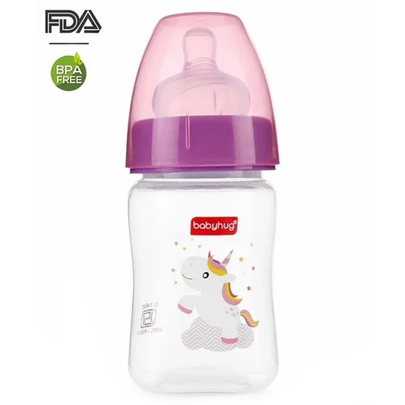 Babyhug Wide Neck Sterilizable Polypropylene Feeding Bottle Pink – 150 ml