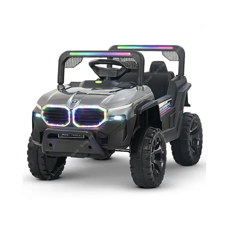 BAYBEE Alfton Battery Operated Jeep for Kids, Ride on Toy Kids Car with RGB Light & Music, Baby Big Battery Car, Rechargeable Electric Jeep Car for Kids (Painted ASH)