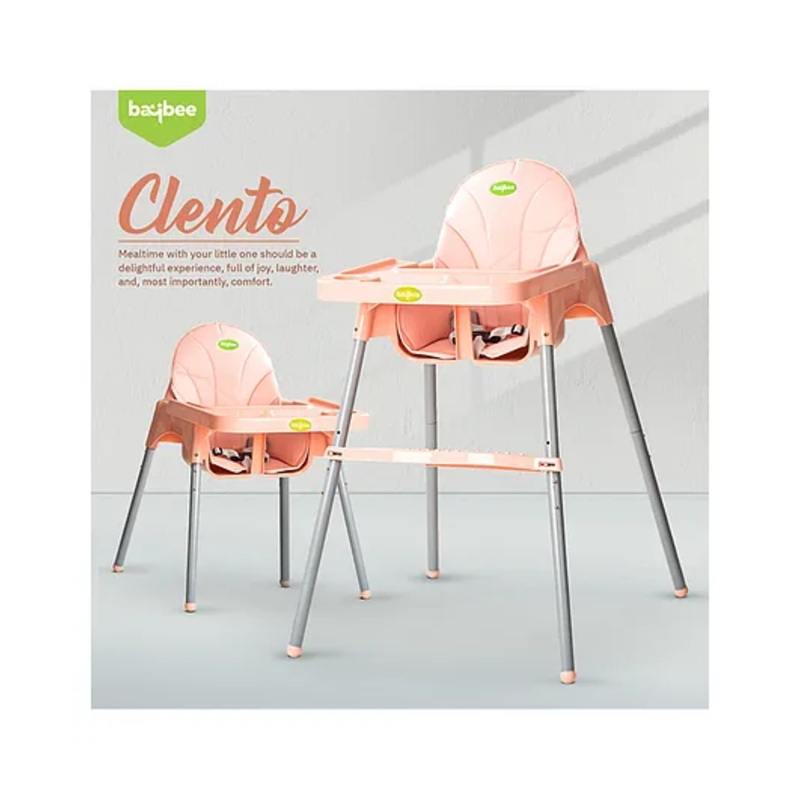 Baybee Clento 2 in 1 Baby High Chair for Kids, Baby Feeding Chair with 2 Height Adjustable, Footrest, Tray, Mobile Stand, 3 Point Safety Belt | Kids High Chair for Baby (Pink)