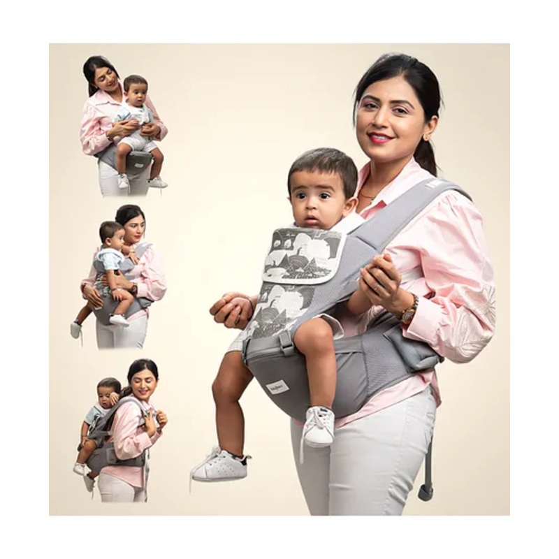 BAYBEE Ergonest Hip Seat Baby Carrier with 6 Carry Positions | Baby Carrier with Hip Seat for 0 to 36 Months Babies | Ergonomic Carrier Bag with Lumbar Support, Storage Pockets, Wide Seat Cushion