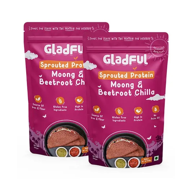 Gladful Beetroot Protein Sprouted Lentils & Millets Instant Chilla Dosa Mix Pack Of  2 – 400 gm