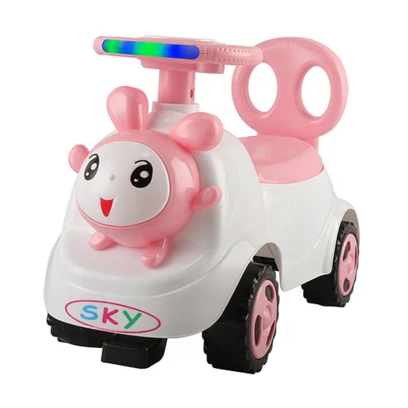 JoyRide Baby Bunny Delux Ride On Panda with LED Lights & Music – Big Backrest – Under Seat Storage Utility Box – Rider for Kids – Boys – Girls – Age Group 1 to 3 Years Ride on-Pink